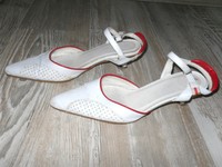 Slingbacks Pumps Gr.39 Weiß Rot !!