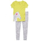Carter's 6M Infant Girls 2-Piece Lime Green Cotton Zebra Pajama Set NWT 