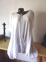 WUNDERSCHÖNE LONG ZIPFEL TUNIKA SHIRT BLUSE TOP MIT PALIETTEN LAGENLOOK 48-50