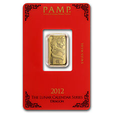 5 gram Pamp Suisse Year of the Dragon Gold Bar - In Assay - Sku #74114