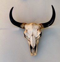 Büffel Kopf Deko Schädel Stier Bulle Bison Horn Wanddeko Western Deko Tier Figur