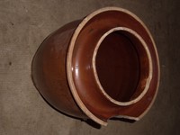 Alter großer Steinguttopf Schmalztopf Steintopf Tontopf  Gurkentopf Landhaus 