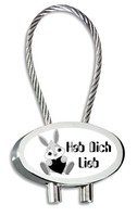 Liebesgeschenk: Hab Dich Lieb Hasi - Miniaturgravur Schlüsselanhänger + ihr Text