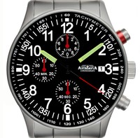 ASTROAVIA N 97 S FLIEGERUHR 40 mm HERRENUHR UHR CHRONOGRAPH EDELSTAHL ANALOG NEU
