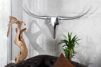 Wanddekoration Aluminium Design Hörner Wild Geweih Deko Longhorn chrom silber