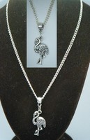 18" or 24 Inch Chain Necklace & Flamingo Pendant Charm Beautiful Bird Gift