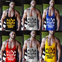 Herren Gym Singlet Tank Tops Bodybuilding Y-Back Muskel Fitness Weste Unterhemd