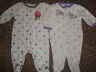 BABY GIRLS CARTERS TERRY CLOTH SLEEPER PAJAMAS AUNTIE PURPLE BROWN NB NEWBORN