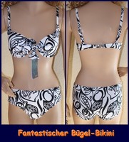 FANTASTISCHER BÜGEL-BIKINI schwarz-weiss GR.38 40 42 44 46 CUP B NEU