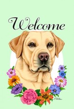 Garden Indoor/Outdoor Welcome Flag (Flowers) - Yellow Labrador Retriever 630291