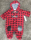 NWT Baby Boys Red Plaid Snowsuit Size 3/6 Months