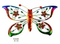 Großer Schmetterling aus Metall mit bunten Kristallen Wanddeko Gartendeko Garten