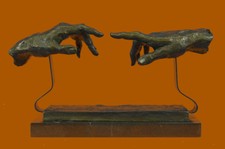 Signed Dali Bases on Michelangelo Creation of Man Bronze Sculpture Marble Statue