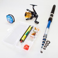 3 Teilig Angelset Rute Rolle Schnur Einsteiger Spin Teleskoprute Angelausrüstung