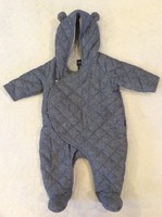 Baby Gap 3-6 Months Snowsuit Bunting Chambray Blue Boy Girl Ears Jersey Lined