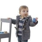 Kid Baby Toddler Boys Button Gray Thick Hooded Coat Outerwear Jacket Winter