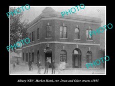 OLD LARGE HISTORICAL PHOTO OF ALBURY NSW, VIEW OF THE MARKET HOTEL c1895