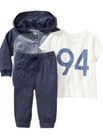 old navy baby Boys 3 Piece set Tshort , Hoodie and Pant navy blue SZ6-12 M 