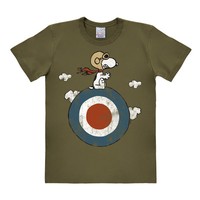 Snoopy T-Shirt - Target Pilot Snoopy T-Shirt - Peanuts Shirt - oliv - LOGOSHIRT