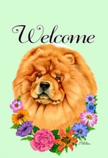 Garden Indoor/Outdoor Welcome Flag (Flowers) - Chow Chow 631141