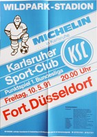 Karlsruher SC KSC Fortuna Düsseldorf 1. Bundesliga 10. Mai 1991 Plakat Wildpark