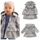 Girls Toddlers Wind Hooded Jacket Trench Coat Fall Winter Outwear Ruffle Clothes