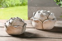 Deko Rose Knospe 2er Set, 11+15cm, Gartendeko