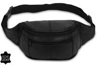 BAUCHTASCHE Schwarz ECHT LEDER Gürteltasche Doggy Bag Hüft-Tasche Mod.No. 4