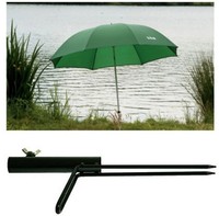 DAM Anglerschirm / Angelschirm 2,20 m + Schirmstütze / Schirmhalter NEU