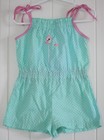 GUC Handmade Toddler Girl 18 Month Mint/Turquoise Romper w/ Pink Straps & Bird