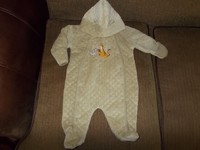 Disney Baby Boy 3-6 Months Winnie The Pooh Light Brown Thick Quilted Snowsuit
