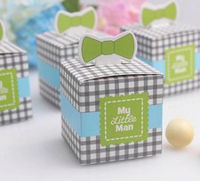100pcs Bow Chocolate Candy Box Boxes For Baby Shower Boy Birthday Favor Gift