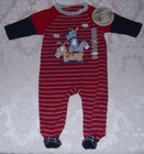 Boy 3 M Footed 1 PC Blue Red Dogs Sleep & Play Kirkland 100% Organic Cotton NWT