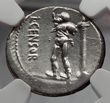Roman Republic 82BC Rome APOLLO SATYR MARSYAS Ancient Silver Coin NGC i60183