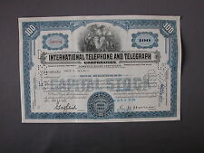 International Telephone And Telegraph Corporation Stock Certificate Aktie share