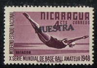 Schwimmen, Nicaragua 1948 Mi. Specimen "Mundial de Base-Ball" - D541904