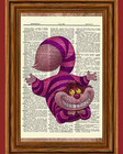 Alice in Wonderland Cheshire Cat Dictionary Art Print Book Picture Tale Poster 