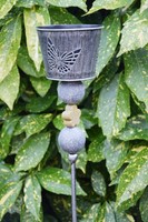 Dekobote, vers. Metall Gartenstecker Rost Schwarz Teelicht Sticker Beetstecker