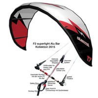 KITE SET F2 SILBERPFEIL 2015 ~ 17 QM INKLUSIVE BAR ~ LEICHTWIND LIGHTWIND KITE