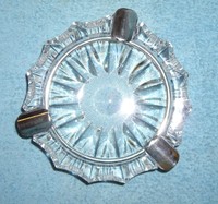 Aschenbecher Bleikristall mit Metallmontur 70er Jahre