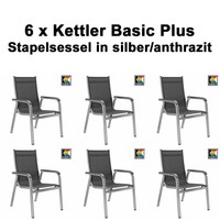 6 Kettler Basic Plus Stapelsessel Gartenmöbel Stapelstuhl Sessel Stapelstühle