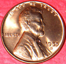 1955 S Lincoln Wheat Cent Choice Red Gem Brilliant Uncirculated