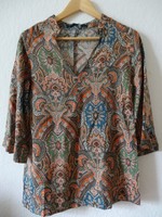 Tolle long Tunika Bluse mit Paisleymuster V-Ausschnitt  Gr.M 38