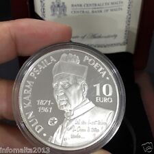 2013 Malta Dun Karma Psaila Silver Proof Coin Box and Certificate #0626