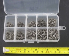 500pcs Fish Hooks 10 Sizes Fishing Black Silver Sharpened With Box Quality kit  