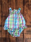 Oshkosh B'Gosh Baby Girl Romper 6 Months Spring Summer Ruffles Plaid One Piece