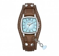 s.Oliver Damenuhr Uhr Quarz Leder Braun Türkis Armbanduhr SO-1339-LQ