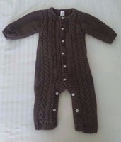 Baby Gap Unisex Sweater Romper 3-6M Chocolate Brown Cableknit Jersey Lined