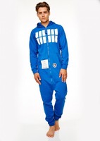Mens Official Doctor Who Tardis Onesie Jumpsuit Sweat Hoodie Pyjamas BBC Dr Who 