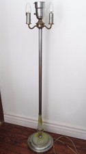 Vintage Art Deco Floor Lamp Houze Glass CHROME Night Light Mogul Socket 3 Candle